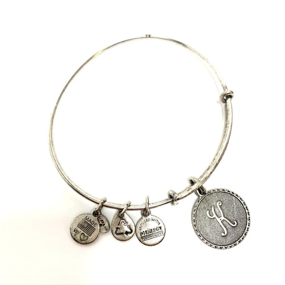 Alex and Ani Initial K Charm Bracelet Silver Finish - Expands 2"- 3.5"